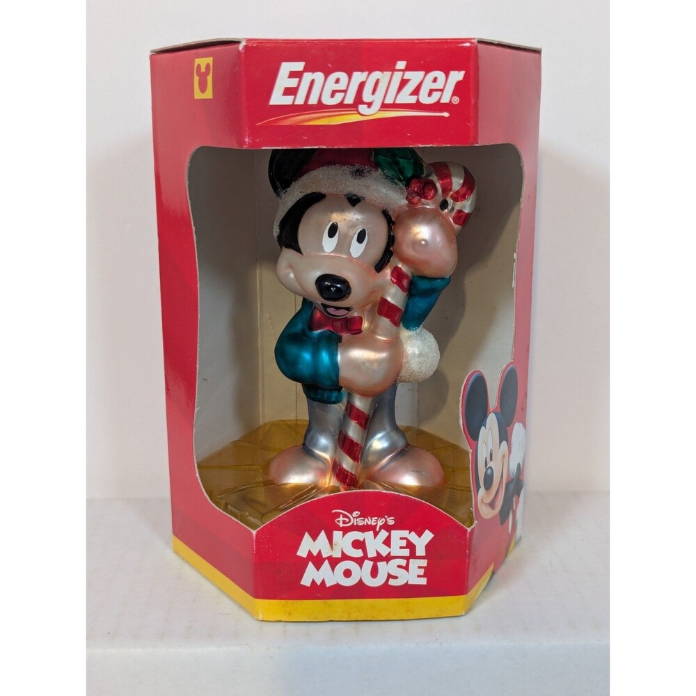 Disney Mickey Mouse Energizer European Styled Blown Glass Christmas Ornament